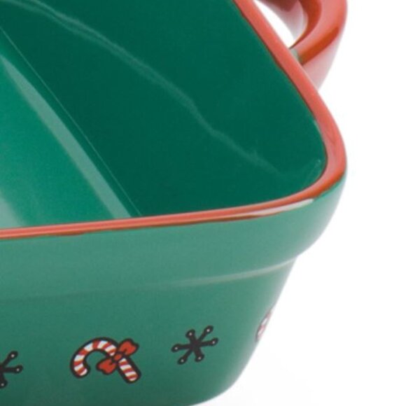 NWT Hello Kitty Snowman Rectangular Baking Dish Dark Green 9 W x12.5 L - Picture 2 of 3